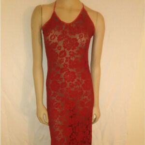 PRIVATE LUXURIES sheer Red spaghetti strap dress,